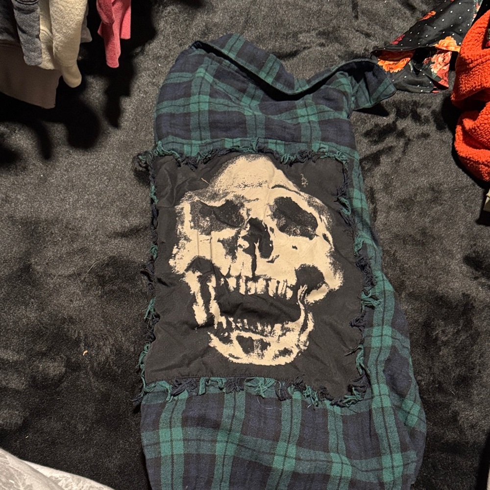 Plaid Skull Print button front shirt